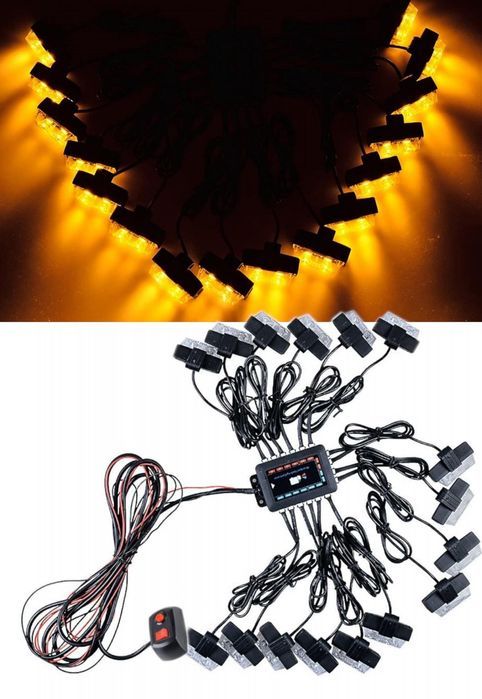 Комплект аварийна блиц светлина 16 бр с контролер за пътна помощ