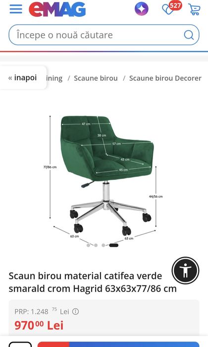 Scaun de birou catifea