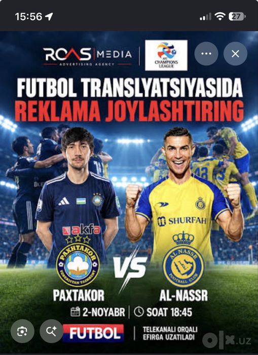 Pahtakor alnasr oyniga bilet sotiladi 23-sektor