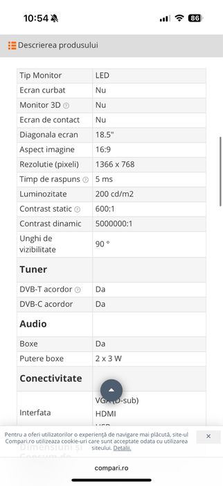 Televizor LG 19MN43D-PZ diagonala 18,5”