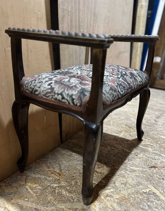 2 buc Taburet Vintage Stil Rococo; Bancuta cu sezut tapitat; Scaun