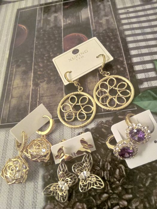 Cercei noi hipoalergenici placați cu aur