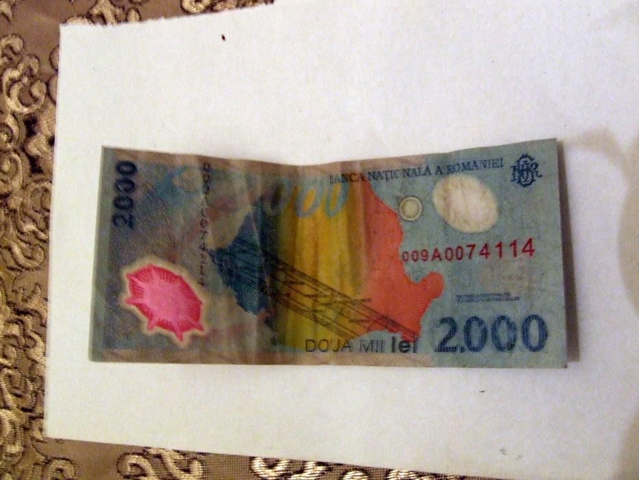 bancnota 2000 lei, monede, cu eclipsa din aug.1999