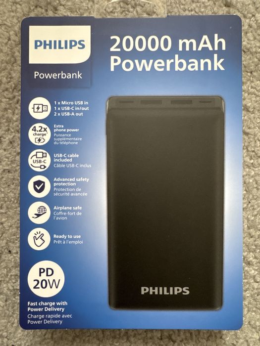 Baterie externă Philips 20 wați | 20.000 mAh