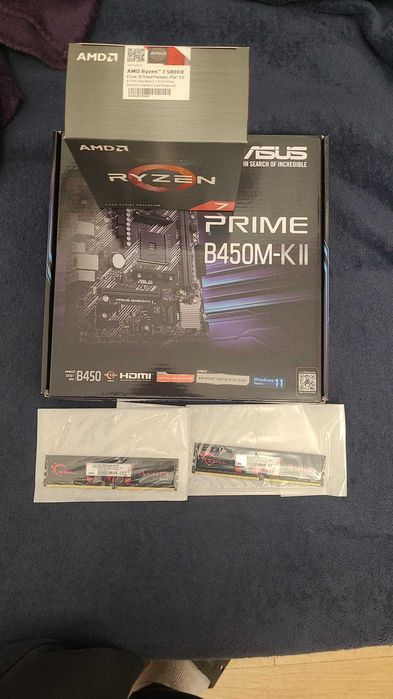 Kit AMD Ryzen 7 5800X up 4.7 GHz + asus b450 +16 gb ram