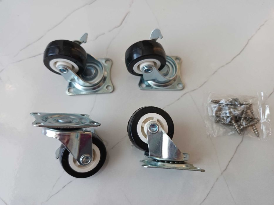Комплект 4 броя колелца за мебели със стопер, 2 модела, колела, колело