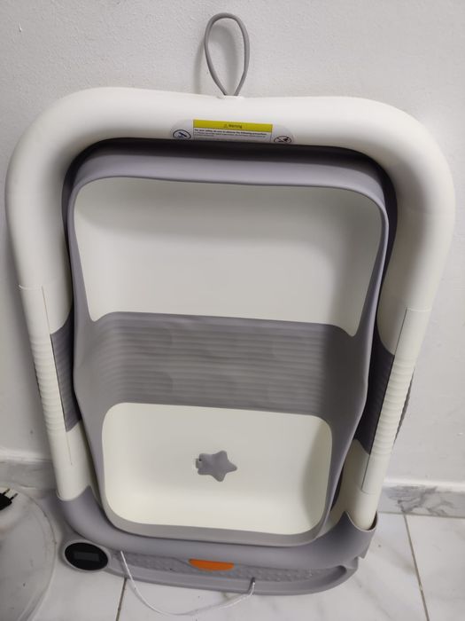 Cadita bebe gri cu termometru