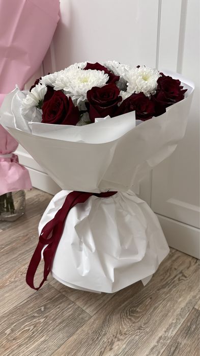 цветы,роза и хризантема