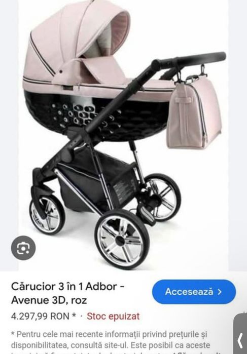 Vând căruț Adbor-Avenue 3D roz,