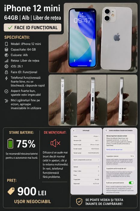 iPhone 12 mini,in stare foarte bună