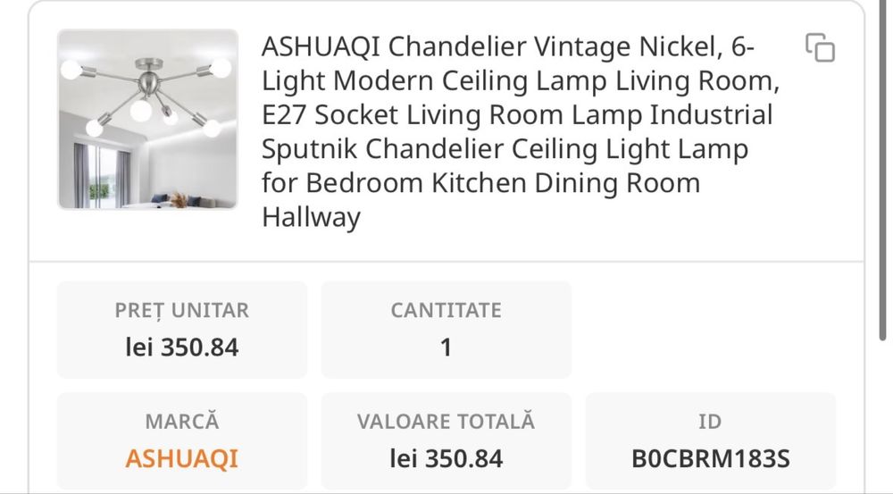 Lampa de tavan Sputnik 6 becuri crom