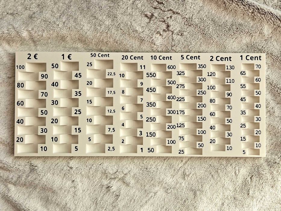 Голям Евро Монетник с износоустойчиви текст цифри. BIG Euro Coins Tray