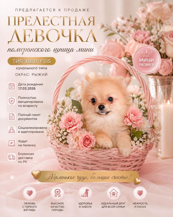 Шикарные подрощенные щенята померанского шпица мини. Цены от 120 000