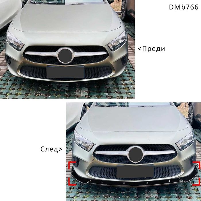 Черен лип спойлер предна броня Mercedes A W177 Pre-face мерцедес