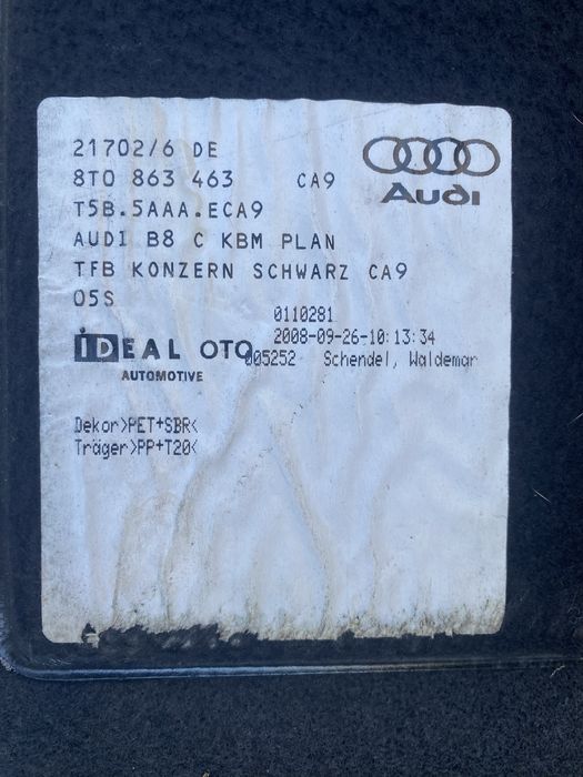 Polita portbagaj Audi A4 B8 sedan/berlina 2012-2015