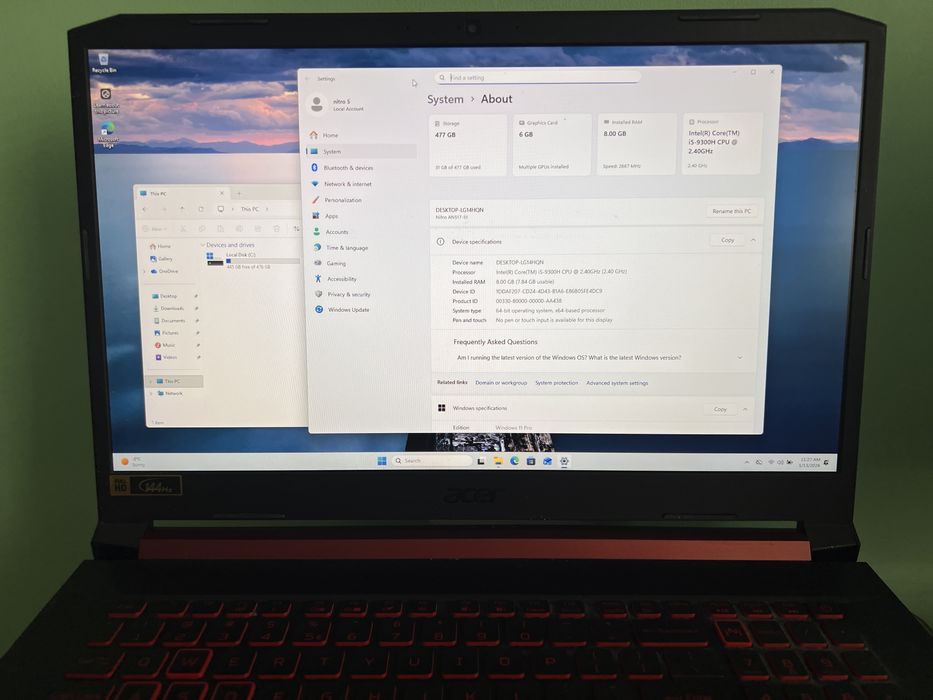 Laptop gaming Acer Nitro 4 | i5 | GTX 6GB | 500GB SSD | Win11 pro