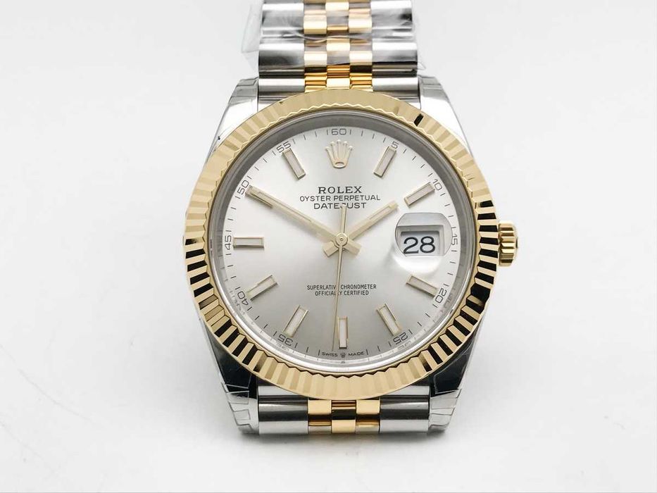 Rolex Datejust 41mm Жълто злато Fluted Bezel Сребрист циферблат Jubilee – реални снимки