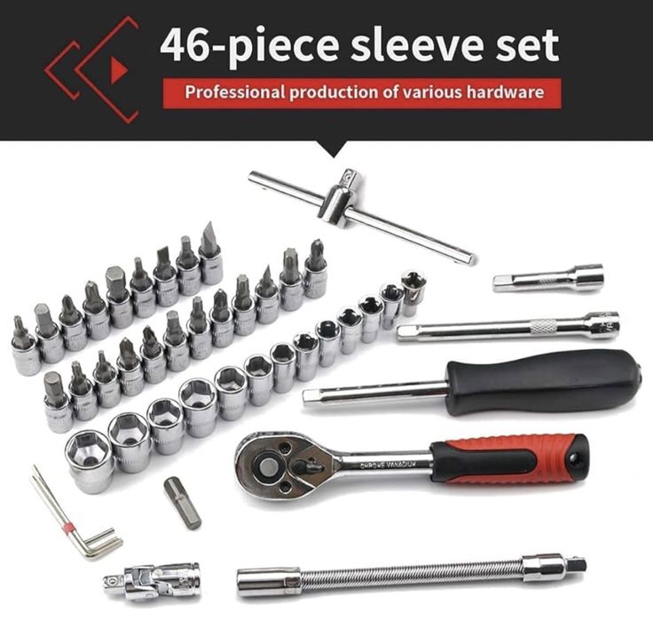 Гедоре 46 части Хромирана стомана в кутия Комплект инструменти