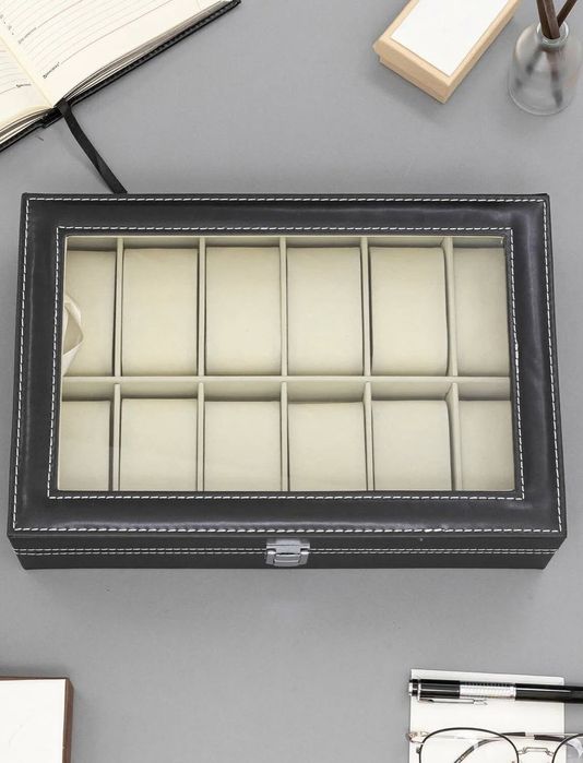 Элегантная шкатулка для часов и украшений с 12 отделениями