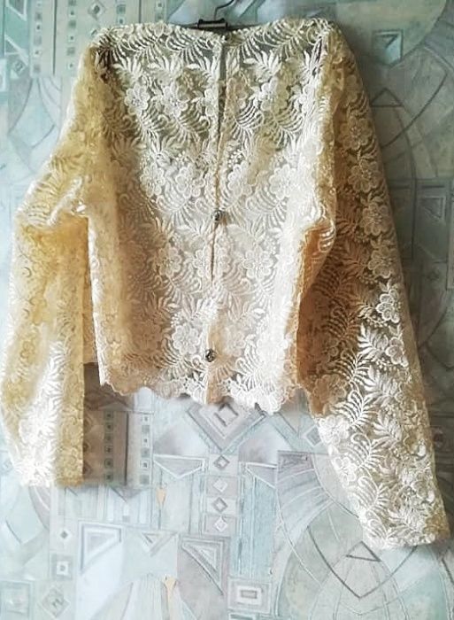 compleu elegant dantela cu flori crem , 42