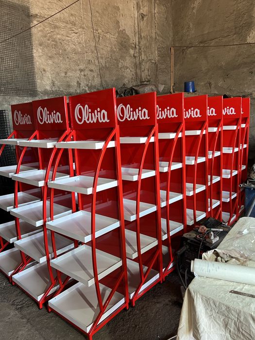 Производство стеллажей стендов витрин стойка рекламные