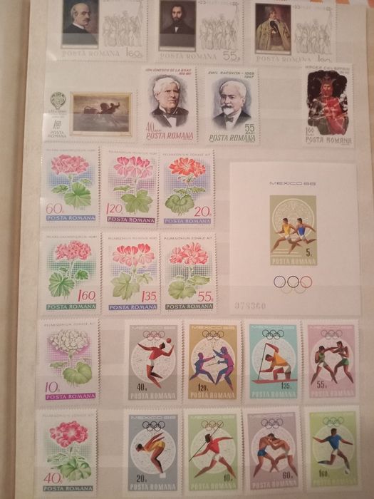 Clasor complet timbre românești noi (MNH) 1964-1969 - 14 pagini