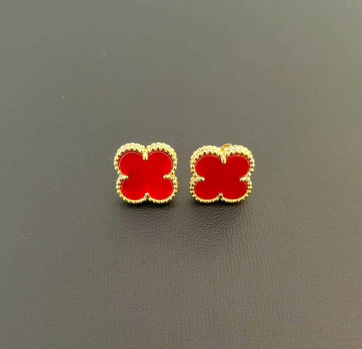 Дамски червени обеци Van Cleef & Arpels VCA Vintage Alhambra earrings