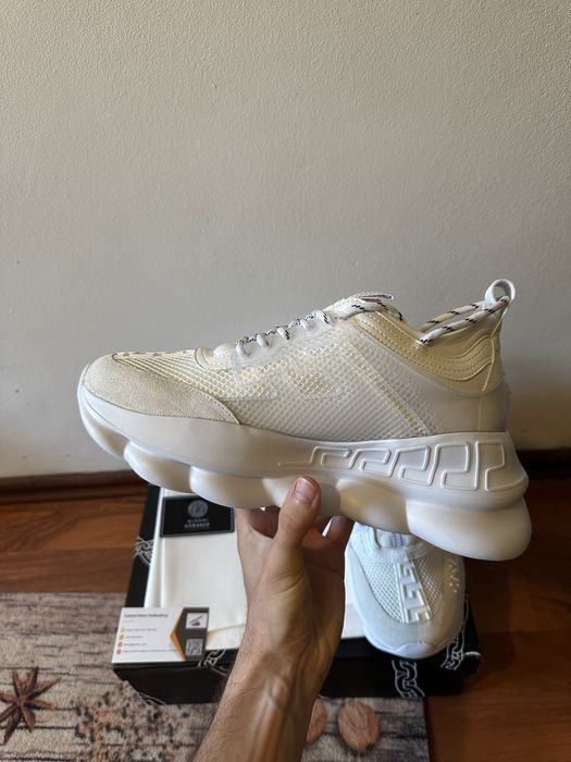 Versace Chain Reaction White Mesh Rubber Suede