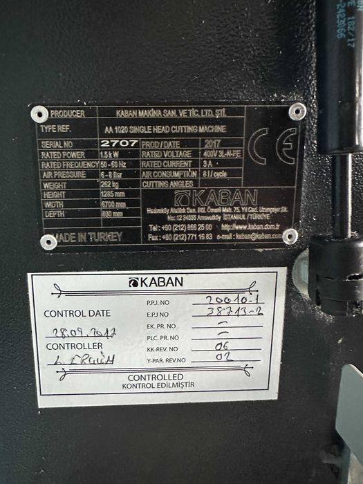 Професионална едноглава отрезна машина KABAN AA 1020 +Ролкови пътища