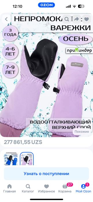 Варежки непромокайки