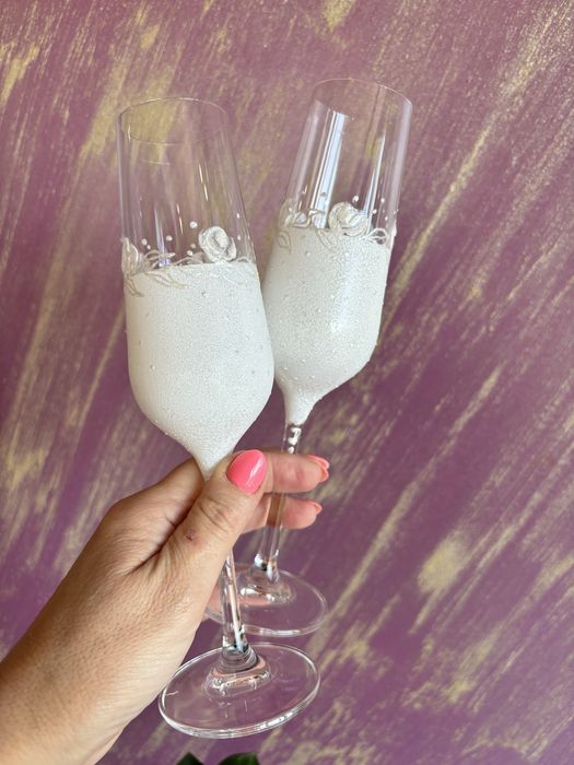 РАЗПРОДАЖБА!!! Рисувани ритуални сватбени чаши-комплект от 2бр