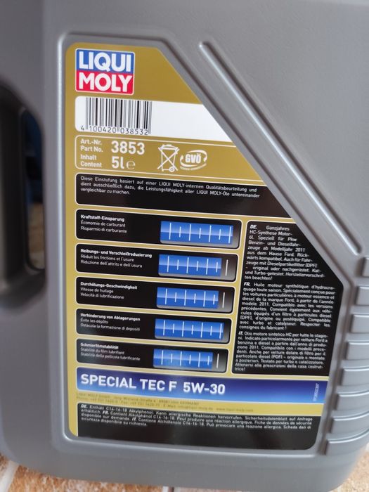Моторно масло Liqui Moly 5w30 special tec F 5 литра