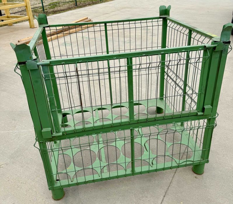 Boxpalet metalic stivuibil (cușetă/cutie depozitare) 1200x1000x1000 mm – rezistentă | PREȚ PROMO la set 5 buc!