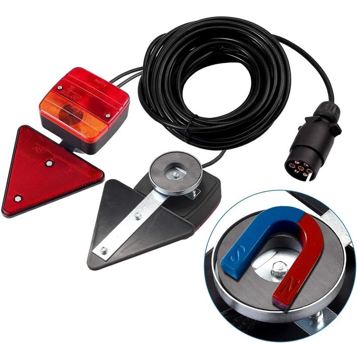 Комплект Магнитни Стопове за Ремарке 12V/24V с кабел 7 метра.