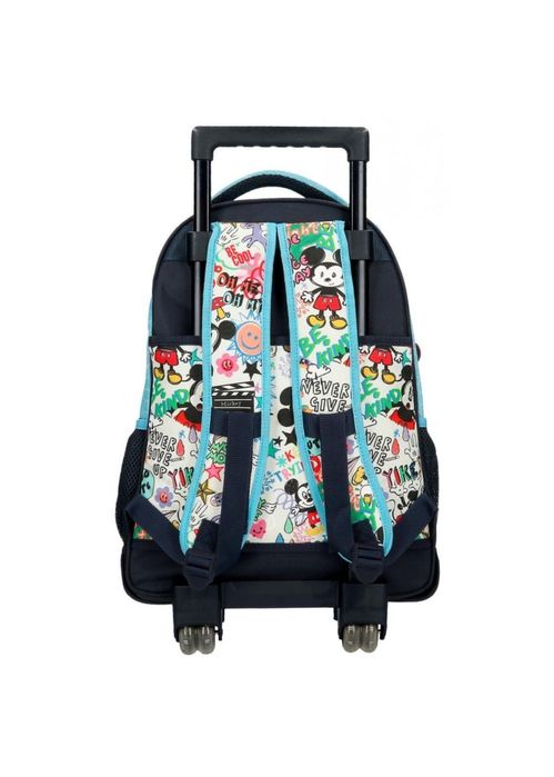 Ghiozdan troler, Mickey Mouse Be Cool, 2 roti duble, 3 compartimente
