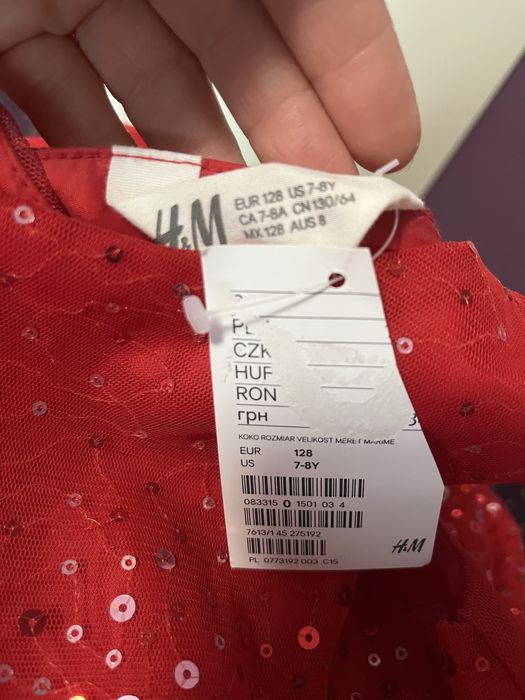 Rochie ocazie H&M, noua 7-8 ani, 128 cm