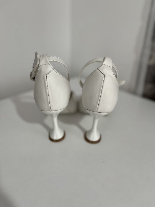 Pantofi mireasa, din piele naturala, culoare: alb imaculat, masura:36