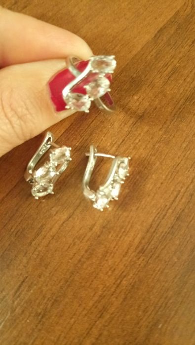 Серьги и кольцо медицинский сплав