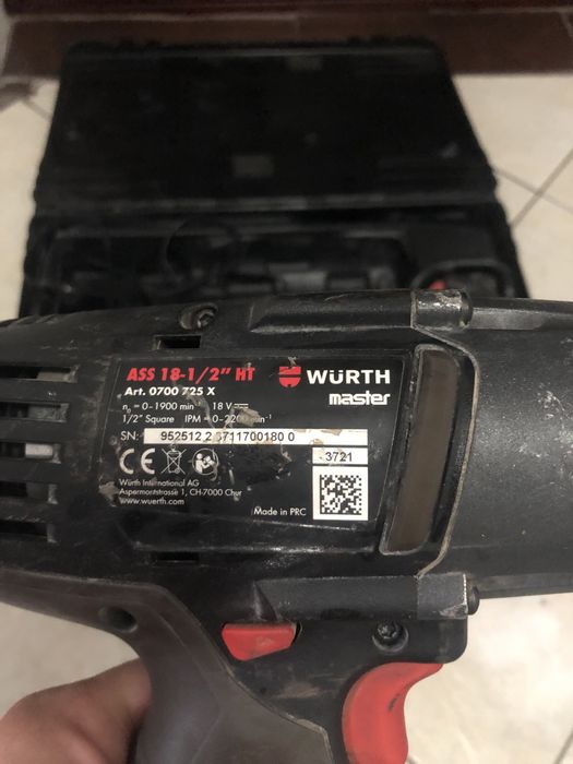 Pistol impact desfacut roti Wurth la set cu 2 acumulatori
