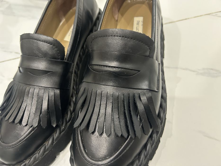 Кожаные лофферы черные туфли