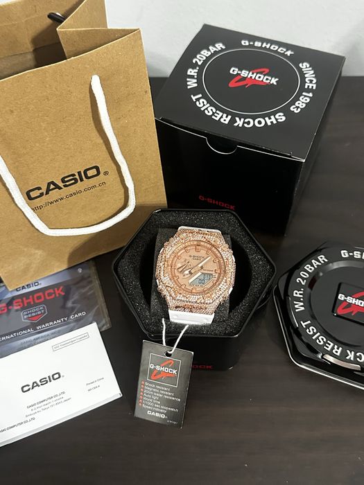 Ceas Casio G-Shock Iced Out AK Rose Gold Mod Nou