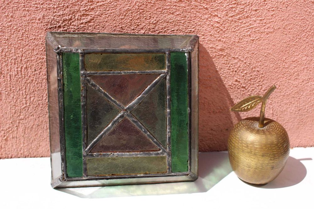 Cutie bijuterii inceput secol 20 VITRALIU si oglinda, Anglia