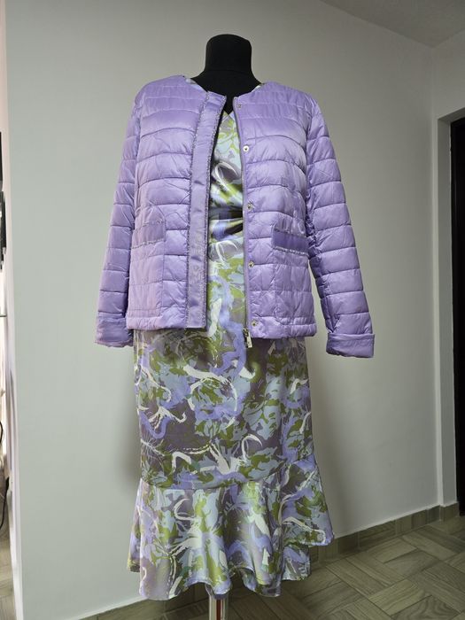 Rochie lila, model parte peste parte, cordon in talie, mas. 40