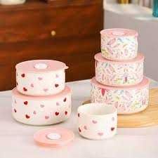 Oziq-ovqat uchun idishlar to‘plami (3 dona), qopqoqli, sovg‘a qutisi