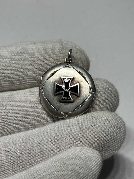 MEDALION se deschide - ARGINT 800 - German - Crucea de fier -1914 -WW1