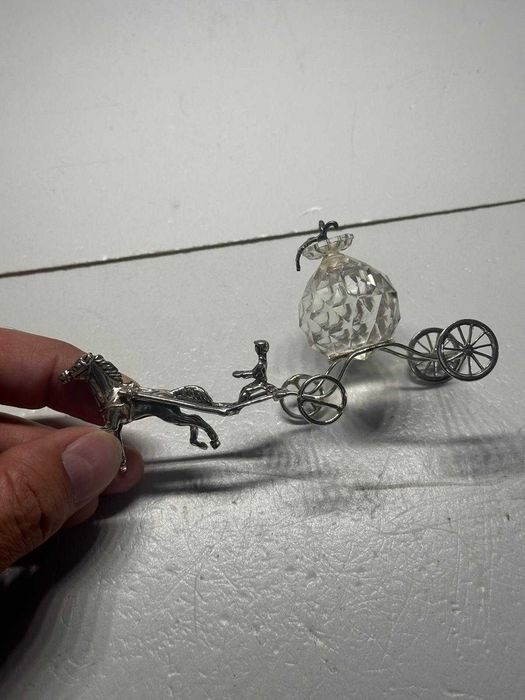 MINIATURA ARGINT 800 + Crystal - CALEASCA - Mare - 69g. - Vintage !