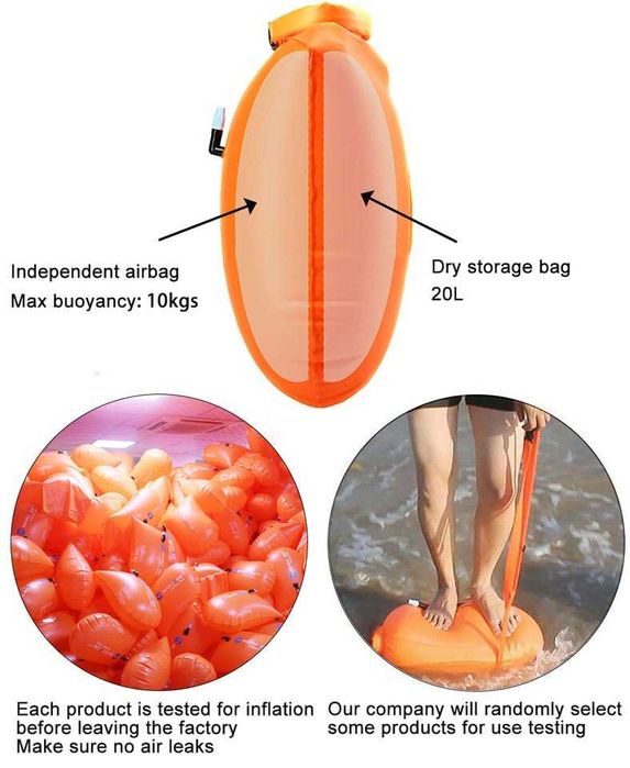 Baliza de inot 20L cu loc depozitare dry bag swim secure