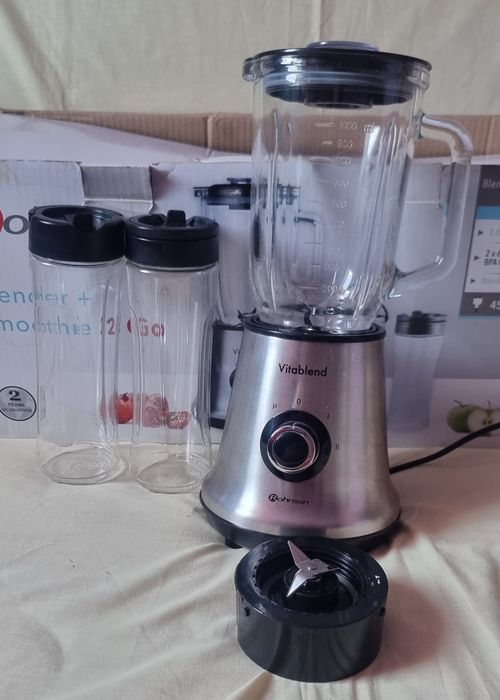 Blender + Smoothie 2 Go Rohnson R539, 450W, cana sticla 1L,