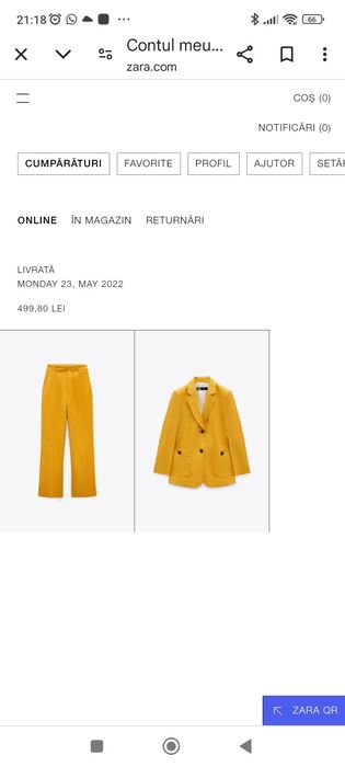 Costum din 100% in Zara , stare excelentă