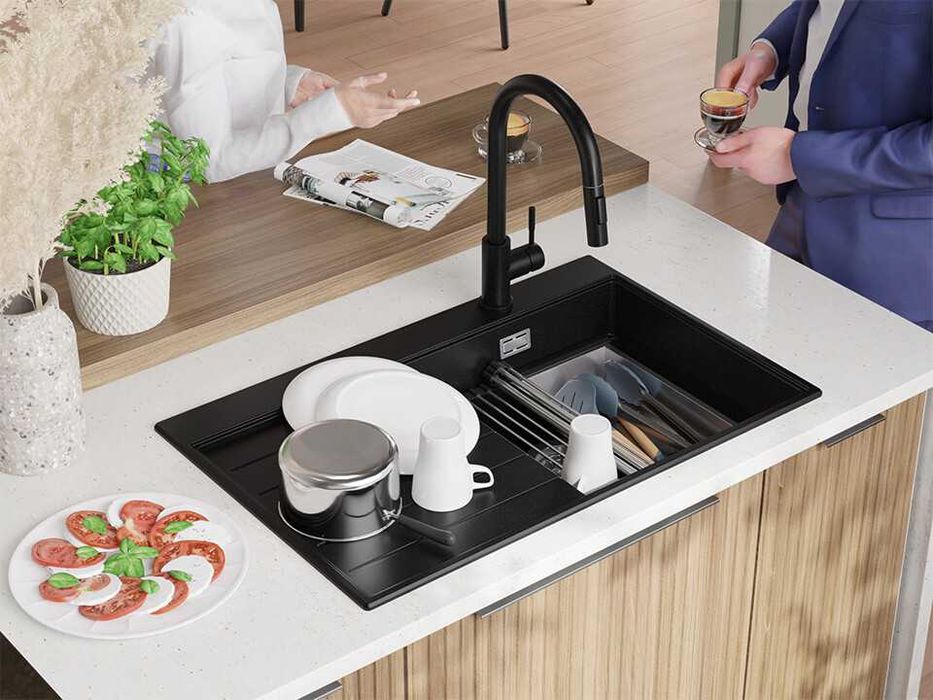 Графит гранитна кухненска мивка Сидни 780-45 Ergo Multilevel 780х500